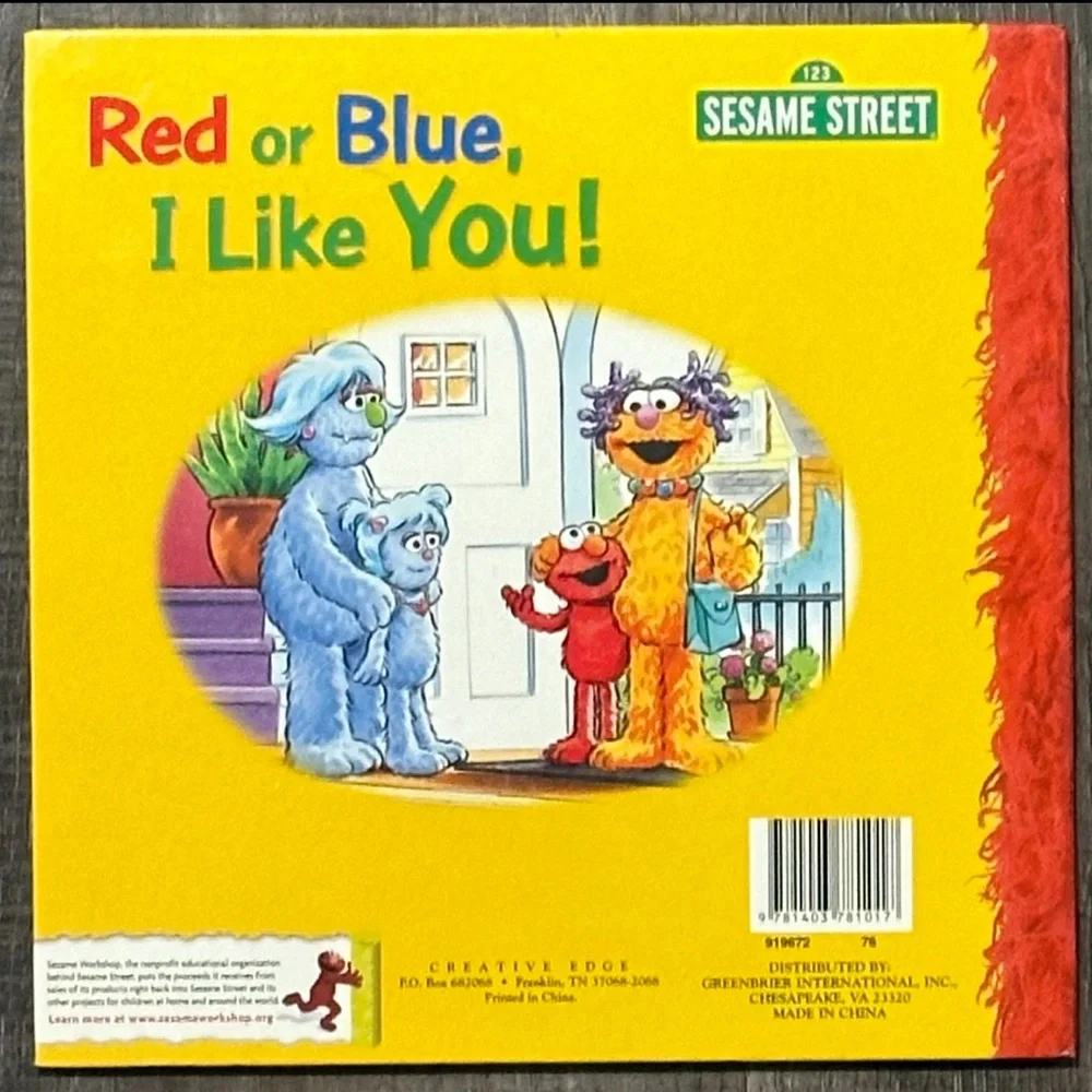 💞 New Sesame Street “Red or Blue, I Like You!” Children’s Book featuring Elmo